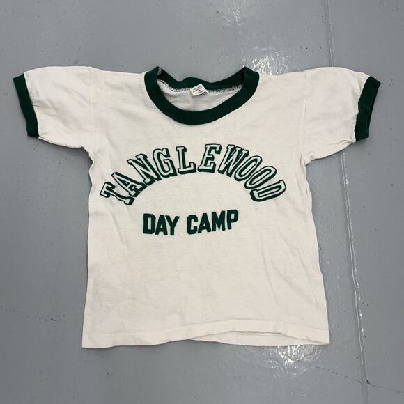 Vintage Tops - Vintage 60s Tanglewood Day Camp Ringer Baby Tee